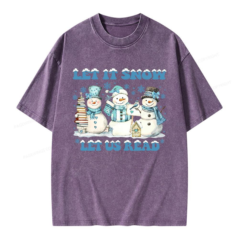 Pagewings Let It Snow Let Us Read Unisex Washed T-shirt