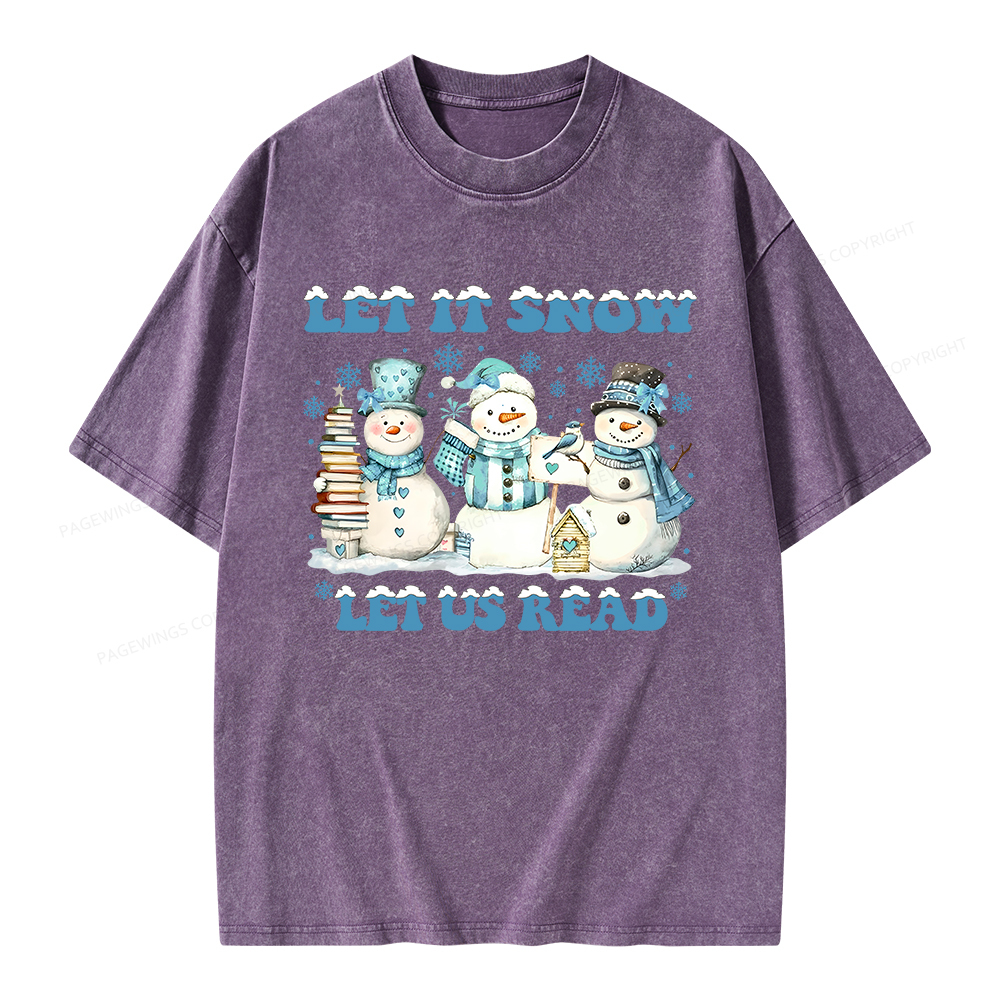 Pagewings Let It Snow Let Us Read Unisex Washed T-shirt