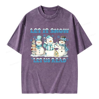Pagewings Let It Snow Let Us Read Unisex Washed T-shirt