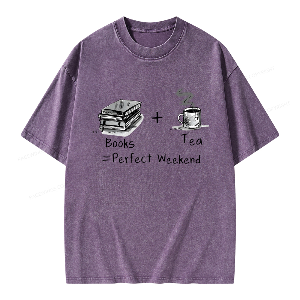 Pagewings Books Tea Perfect Weekend Unisex Washed T-shirt
