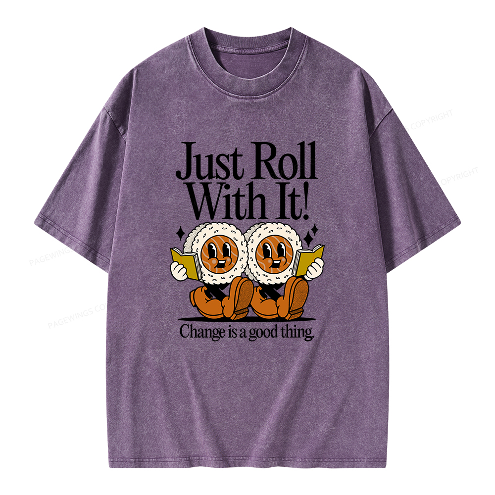 Pagewings Just Roll Into a Book Unisex Washed T-shirt