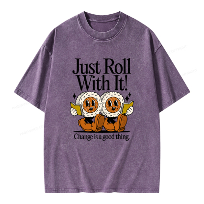 Pagewings Just Roll Into a Book Unisex Washed T-shirt