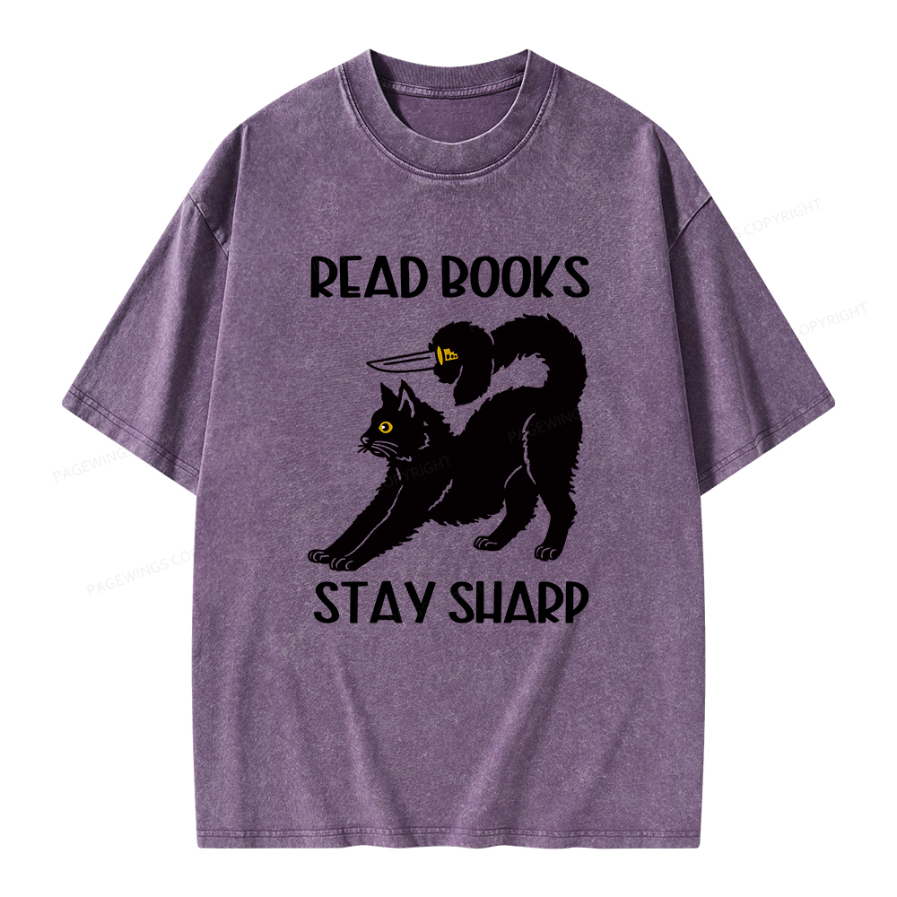 Pagewings Read Books Stay Sharp Unisex Washed T-shirt