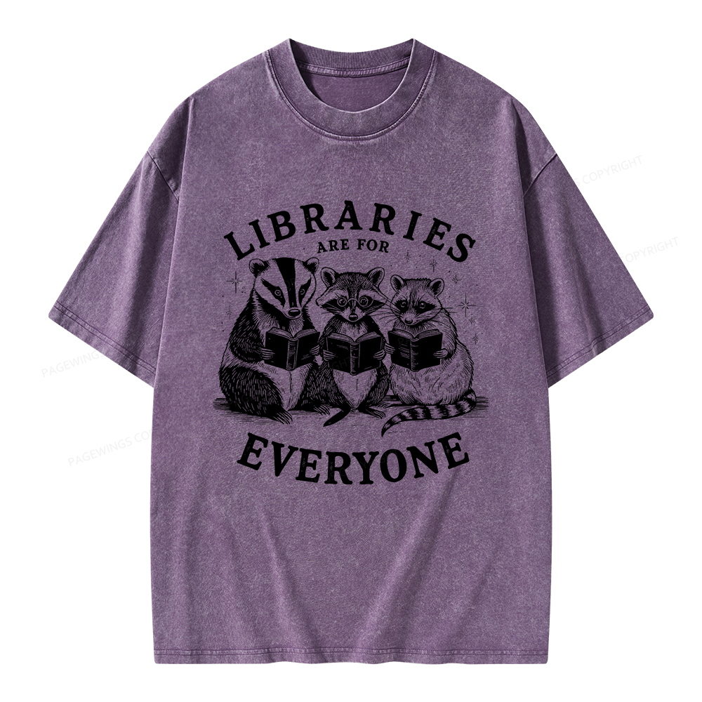 Pagewings Libraries Are For Everyone Unisex Washed T-shirt