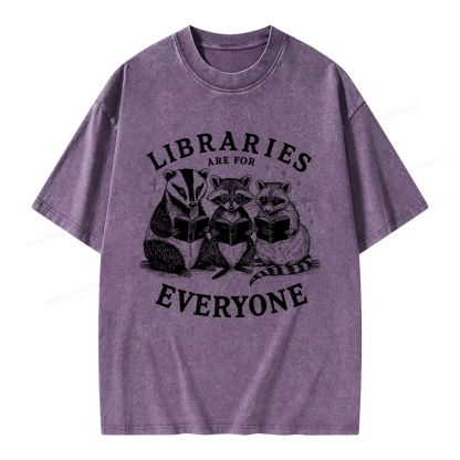 Pagewings Libraries Are For Everyone Unisex Washed T-shirt