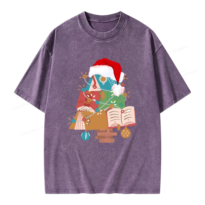 Pagewings Bookish Christmas Unisex Washed T-shirt