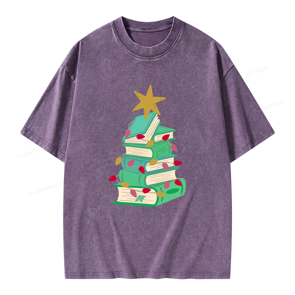 Pagewings Bookish Christmas Unisex Washed T-shirt