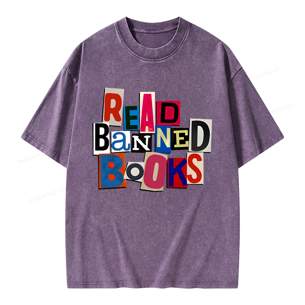 Pagewings Read Banned Books Unisex Washed T-shirt