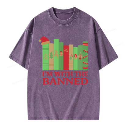 Pagewings I'm With The Banned Christmas Unisex Washed T-shirt