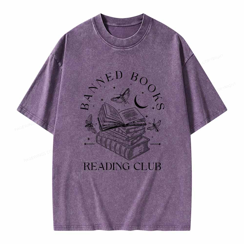Pagewings Banned Book Reading Club Shirt Unisex Washed T-shirt
