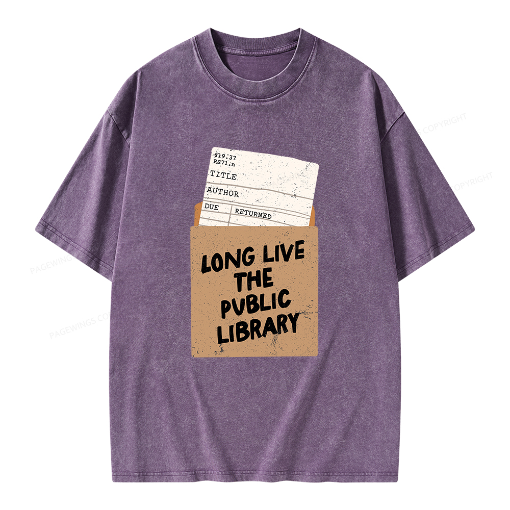 Pagewings Long Live The Public Library Unisex Washed T-shirt