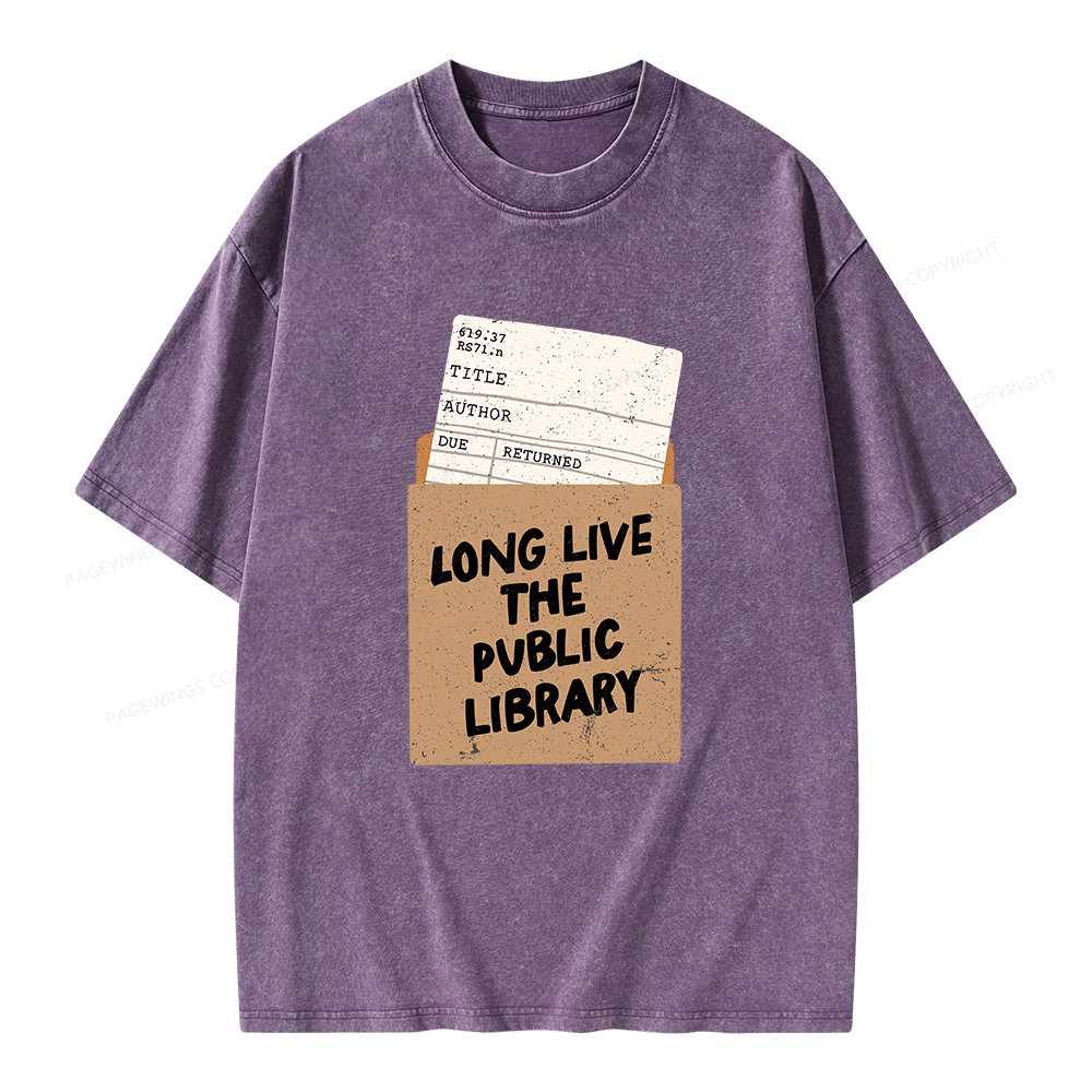 Pagewings Long Live The Public Library Unisex Washed T-shirt