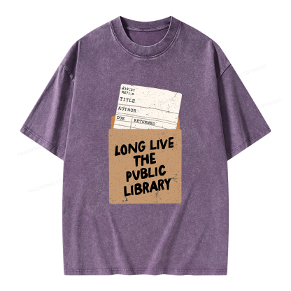 Pagewings Long Live The Public Library Unisex Washed T-shirt