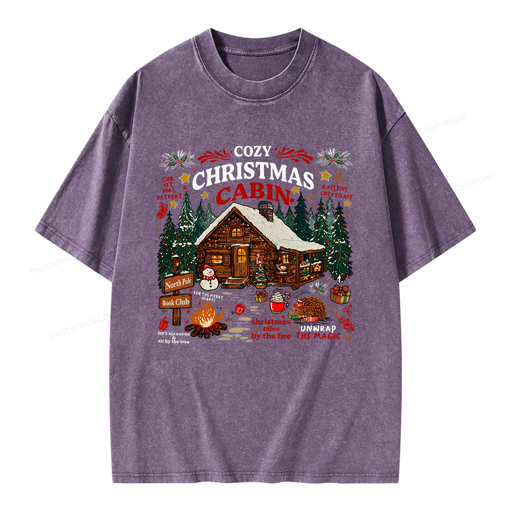 Pagewings Cozy Christmas Reading Unisex Washed T-shirt