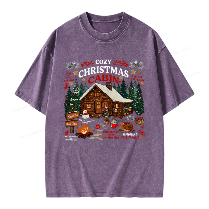 Pagewings Cozy Christmas Reading Unisex Washed T-shirt