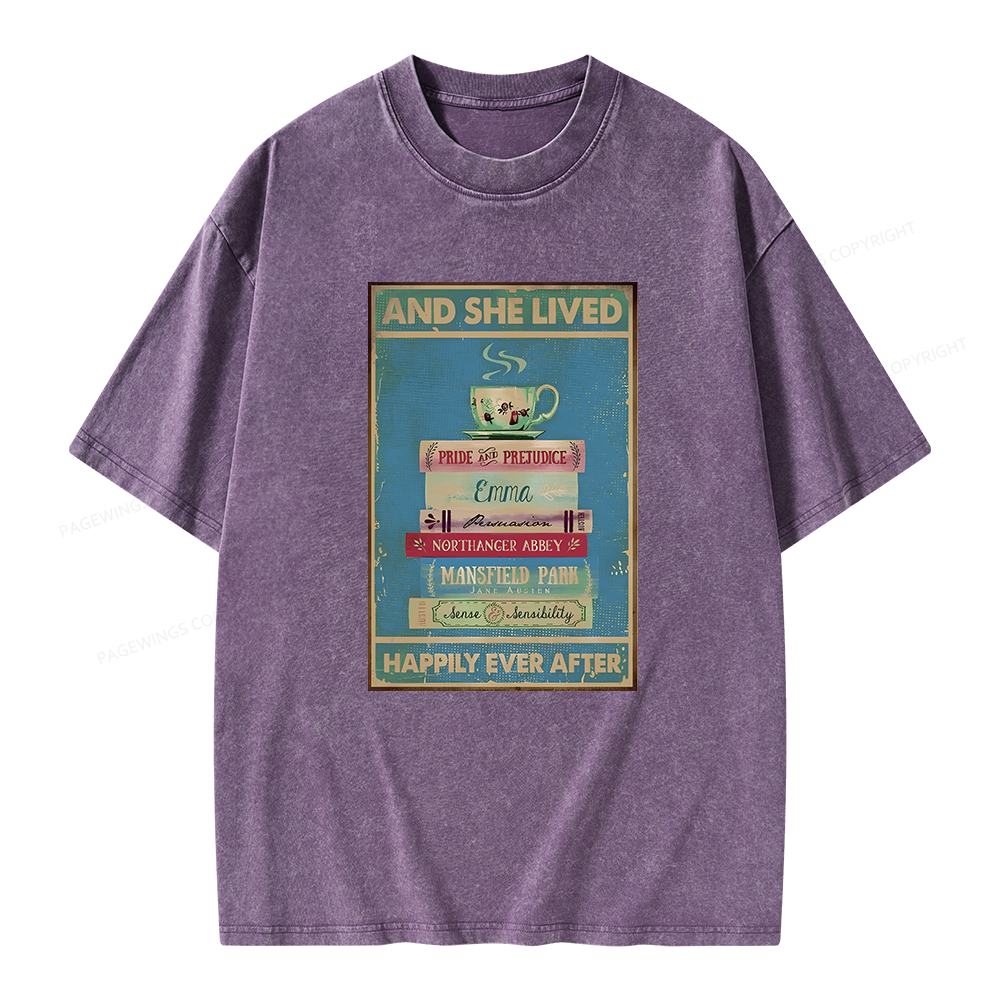 Pagewings And She Lived Happily Ever After Unisex Washed T-shirt