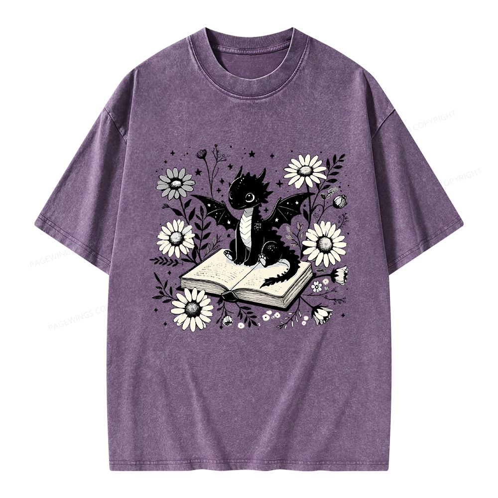 Pagewings Bookworm Dragon Unisex Washed T-shirt