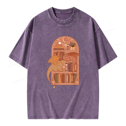Pagewings Book Dragon Unisex Washed T-shirt