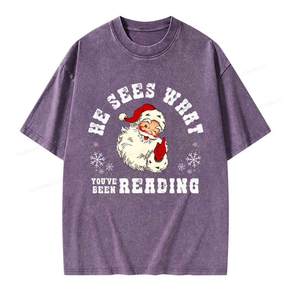 Pagewings He Sees What You've Been Reading Unisex Washed T-shirt
