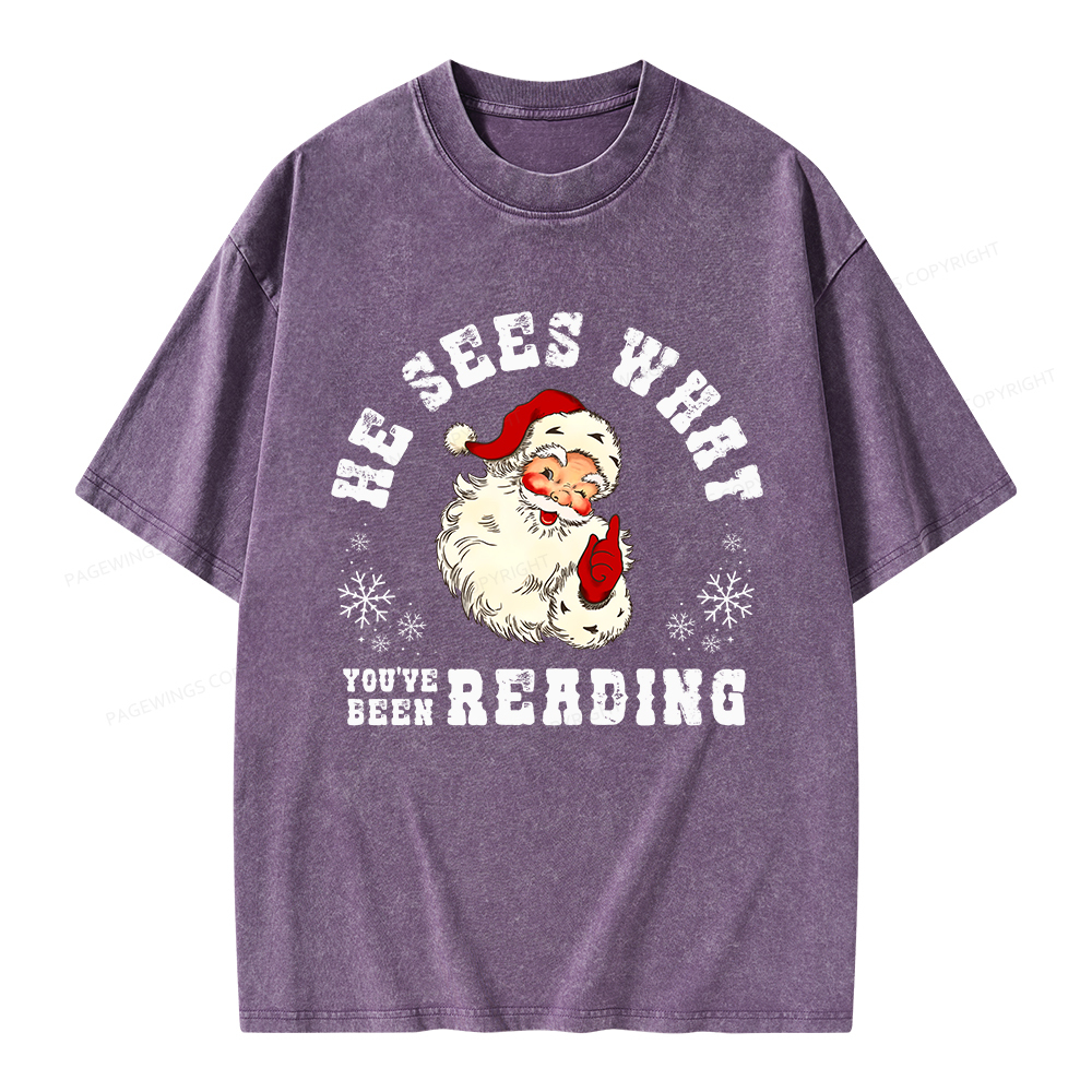 Pagewings He Sees What You've Been Reading Unisex Washed T-shirt