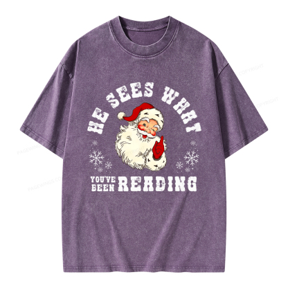 Pagewings He Sees What You've Been Reading Unisex Washed T-shirt