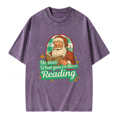 Pagewings He Sees What You've Been Reading Unisex Washed T-shirt