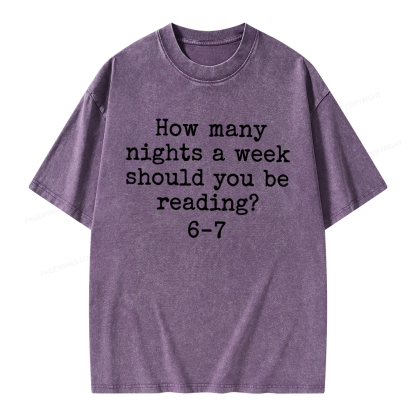 Pagewings How Many Nights A Week Should You Be Reading Unisex Washed T-shirt