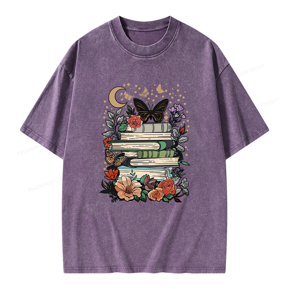 Pagewings Reading Books Stay Weird Unisex Washed T-shirt