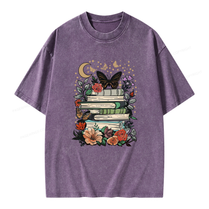 Pagewings Reading Books Stay Weird Unisex Washed T-shirt