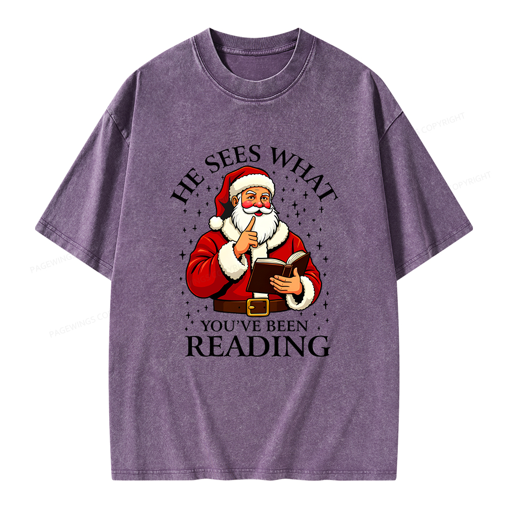Pagewings He Sees What You've Been Reading Unisex Washed T-shirt