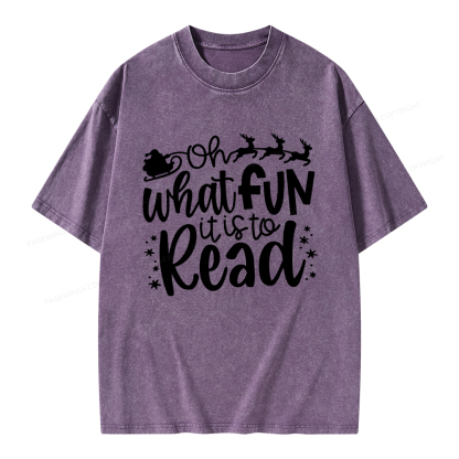 Pagewings Oh What Fun It Is To Read Unisex Washed T-shirt