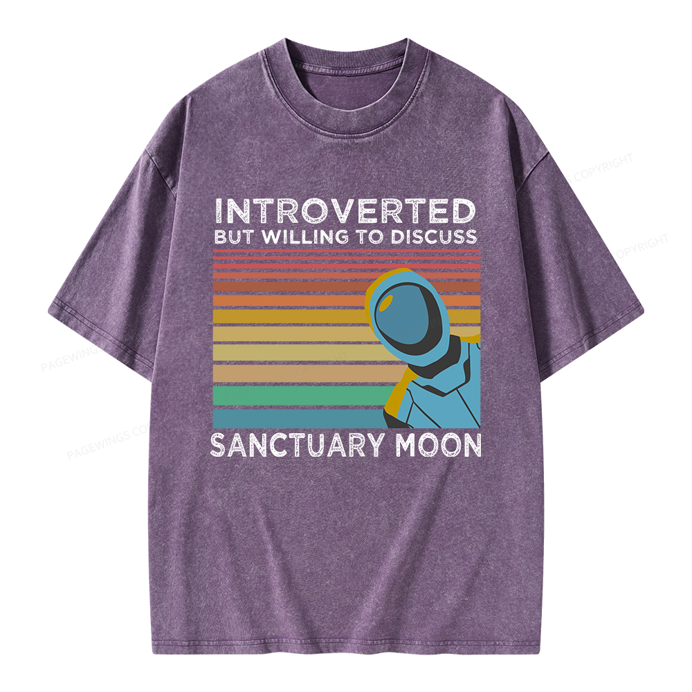 Pagewings Introverted But Willing to Discuss Sanctuary Moon Unisex Washed T-shirt