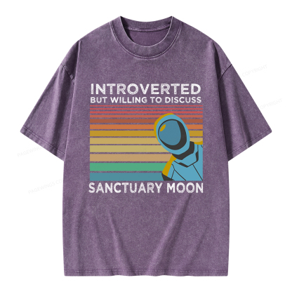 Pagewings Introverted But Willing to Discuss Sanctuary Moon Unisex Washed T-shirt