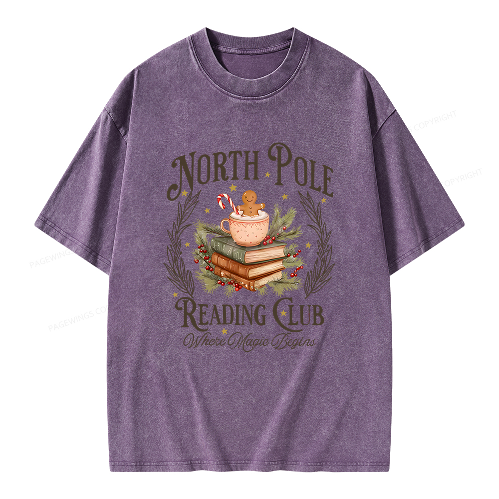 Pagewings North Pole Book Club Unisex Washed T-shirt