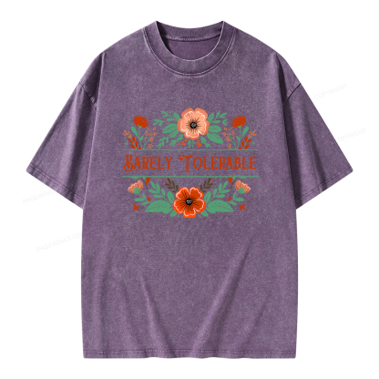 Pagewings Barely Tolerable Book Lover Bookish Unisex Washed T-shirt