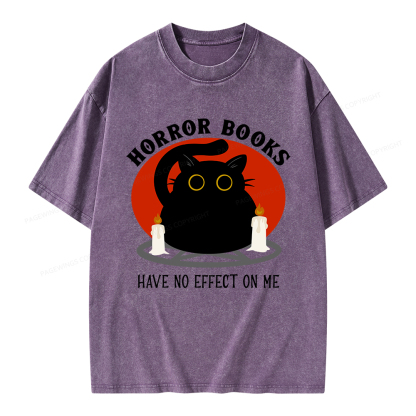 Pagewings Horror Books Have No Effect On Me Unisex Washed T-shirt