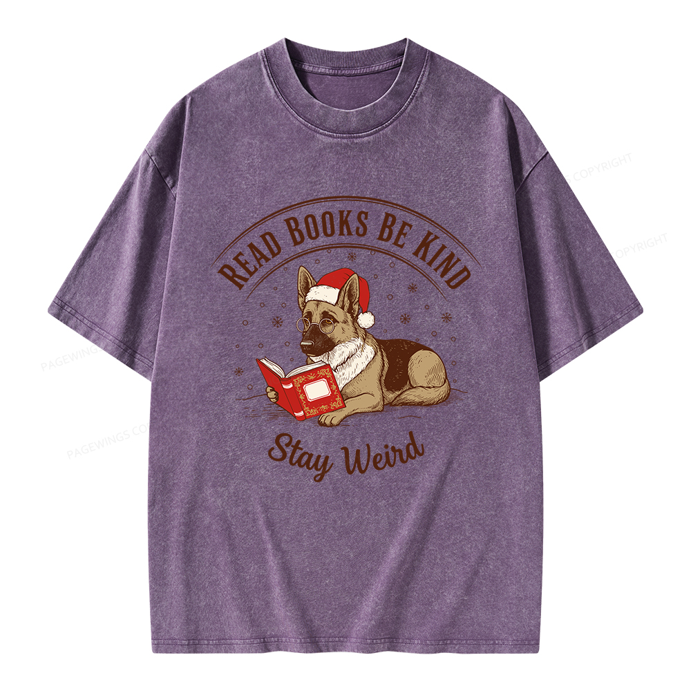 Pagewings Read Books Be Kind Stay Weird Unisex Washed T-shirt