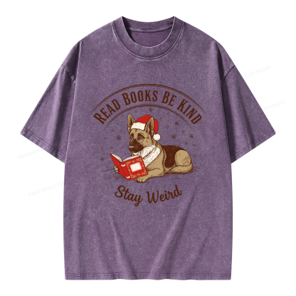 Pagewings Read Books Be Kind Stay Weird Unisex Washed T-shirt