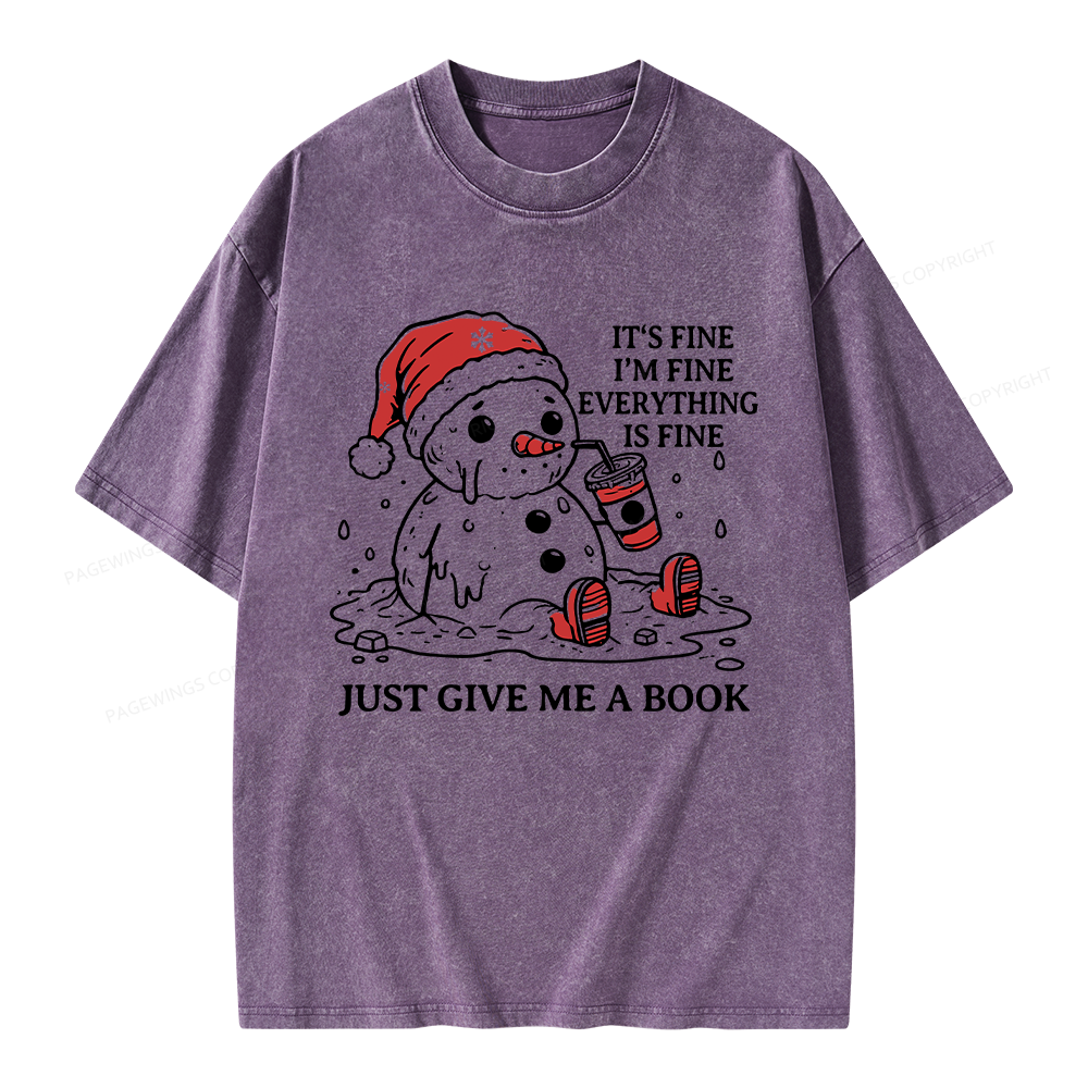 Pagewings Just Give Me A Book Unisex Washed T-shirt