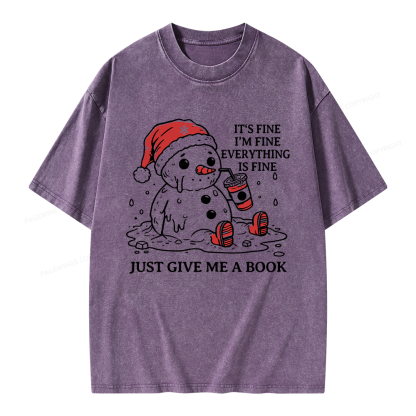 Pagewings Just Give Me A Book Unisex Washed T-shirt