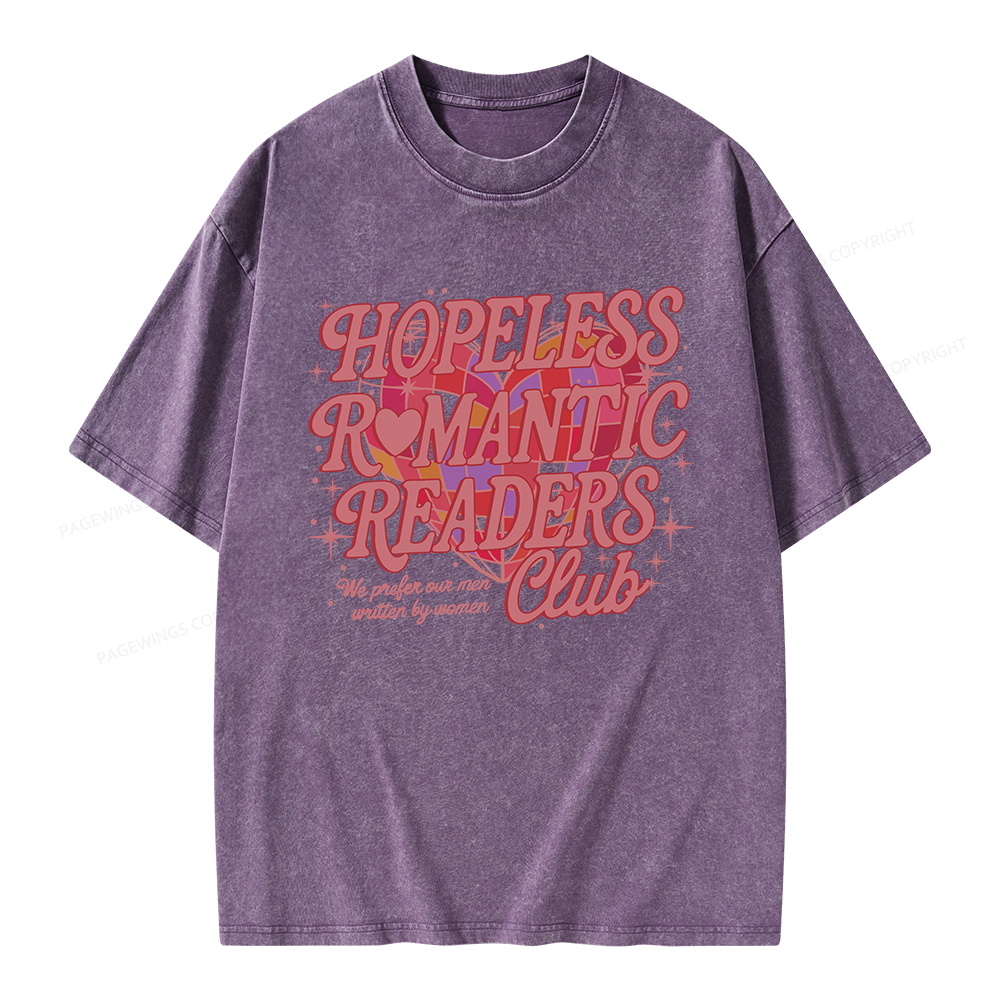 Pagewings Hopeless Romantic Readers Club Unisex Washed T-shirt