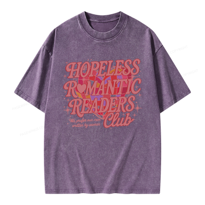 Pagewings Hopeless Romantic Readers Club Unisex Washed T-shirt