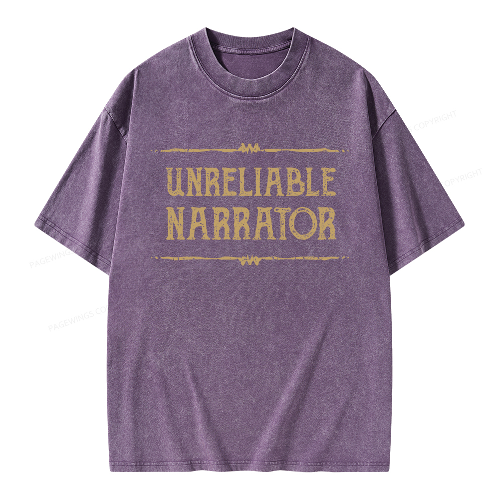 Pagewings Unreliable Narrator Unisex Washed T-shirt