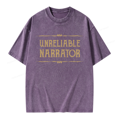 Pagewings Unreliable Narrator Unisex Washed T-shirt