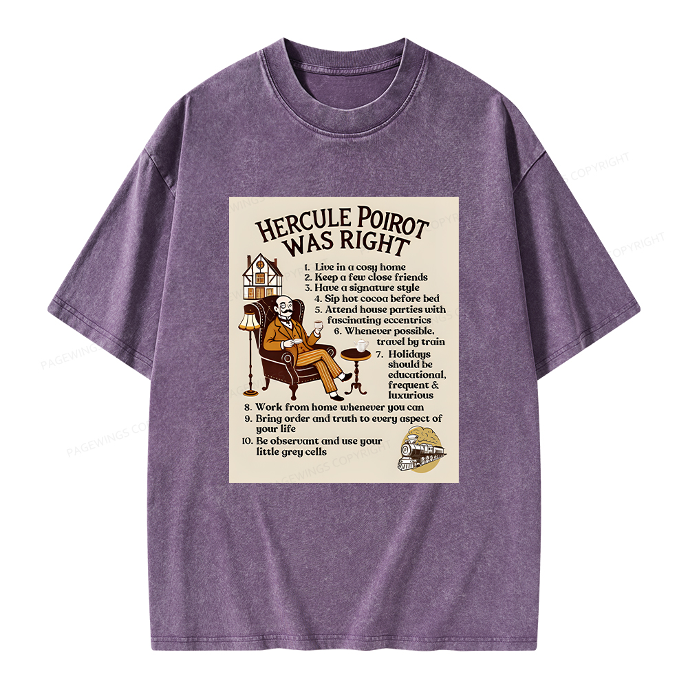 Pagewings Hercule Poirot was Right Unisex Washed T-shirt