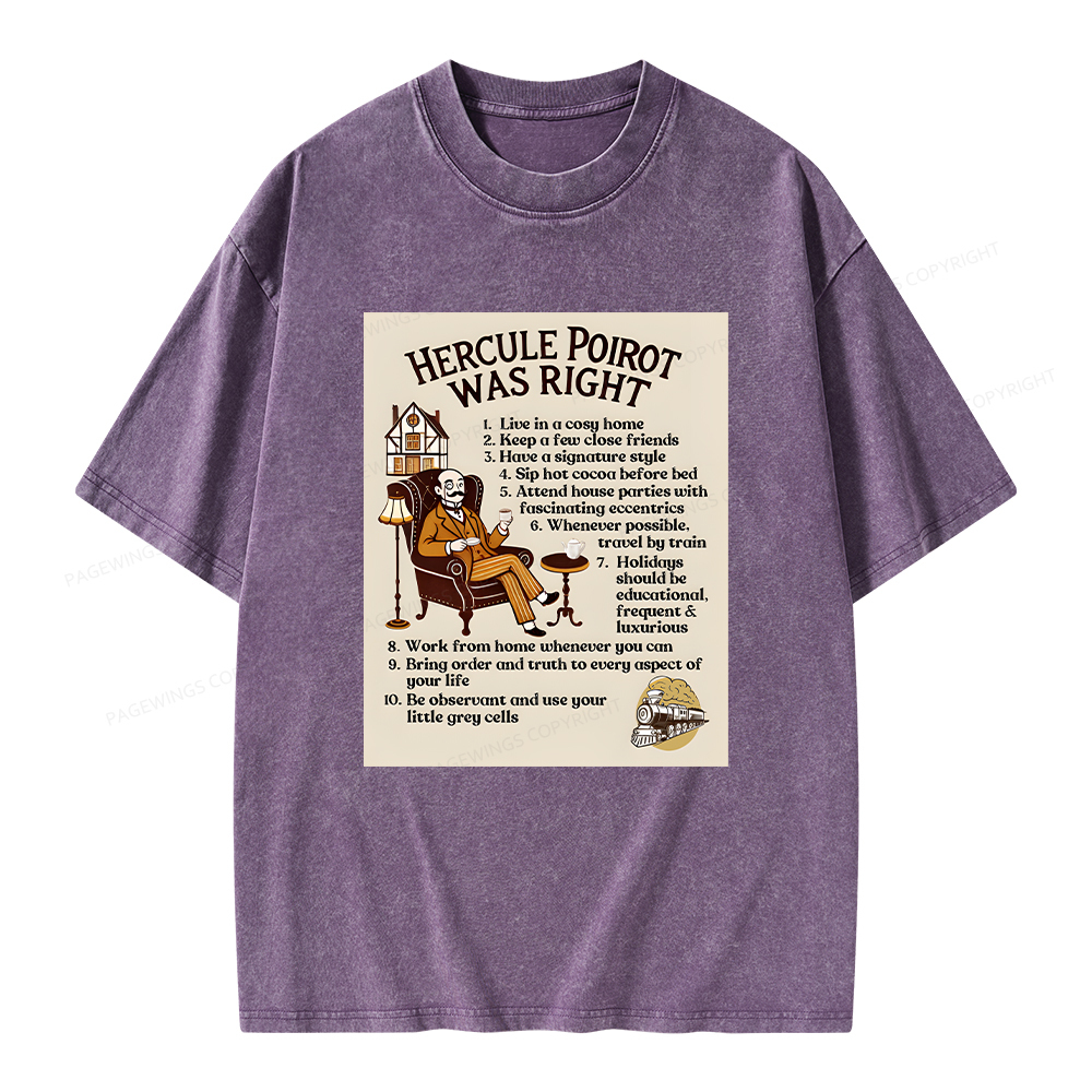 Pagewings Hercule Poirot was Right Unisex Washed T-shirt