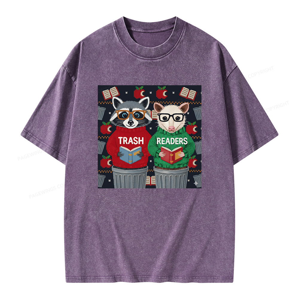 Pagewings Funny Book Lover Unisex Washed T-shirt