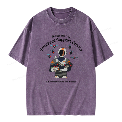 Pagewings These Are My Emotional Support Drones Unisex Washed T-shirt