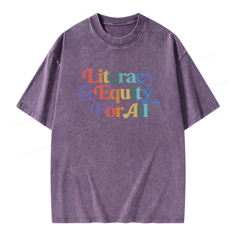 Pagewings Literacy & Equity For All Unisex Washed T-shirt