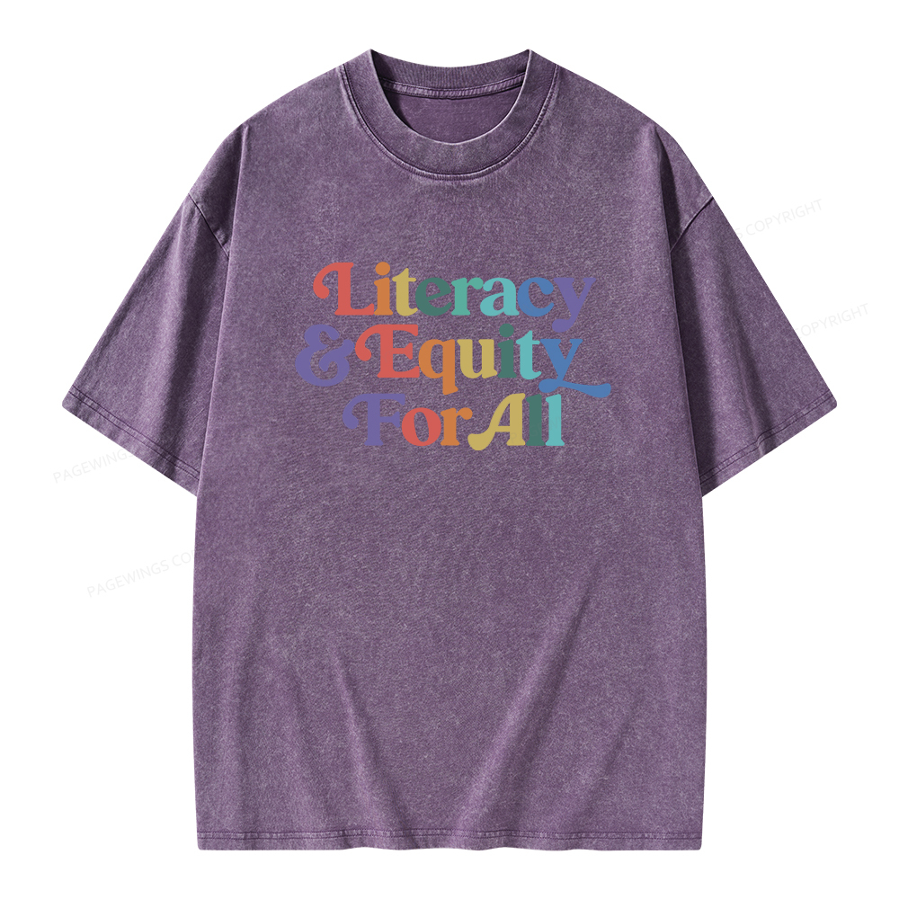 Pagewings Literacy & Equity For All Unisex Washed T-shirt